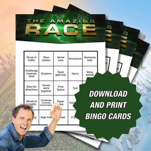 The Amazing Race Bingo | The Amazing Race Game | The Amazing Race Watch Party | The Amazing Race Gift Idea