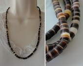 Vintage Rolled Shell Heishi Necklace Southwestern Native American Style Unisex 24 quot Length Barrel Clasp