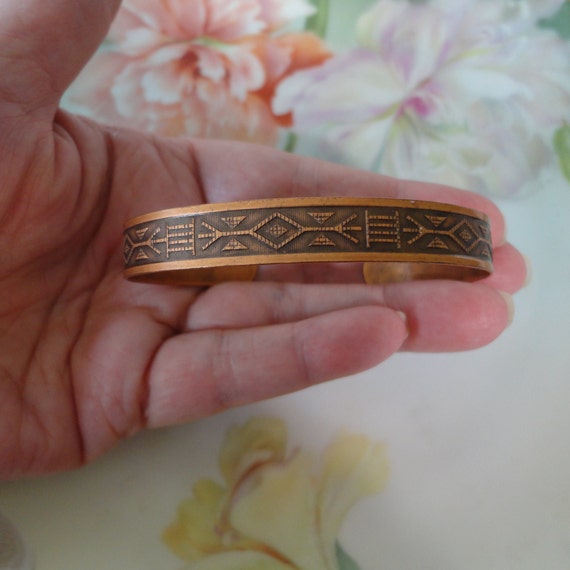 Vintage Southwestern Style Copper Cuff Bracelet S… - image 7