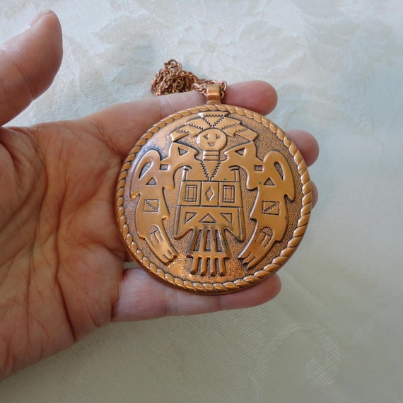 1950s Bell Trading Post Solid Copper Kachina Pend… - image 1