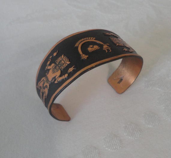 Vintage Solid Copper Cuff Traditional Native Amer… - image 2