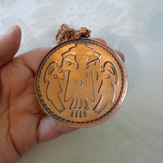 1950s Bell Trading Post Solid Copper Kachina Pend… - image 5