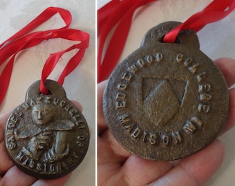 Vintage TOKYO TOWER Bronze Medallion: Mt. Fuji & Japanese Bridge