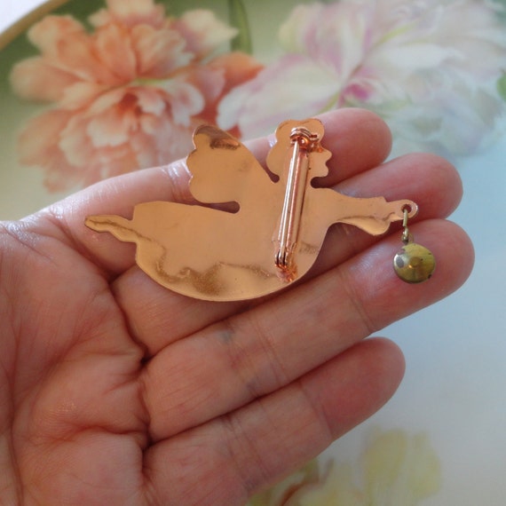 Vintage Artisan Copper Angel Brooch Pin Bright & … - image 6