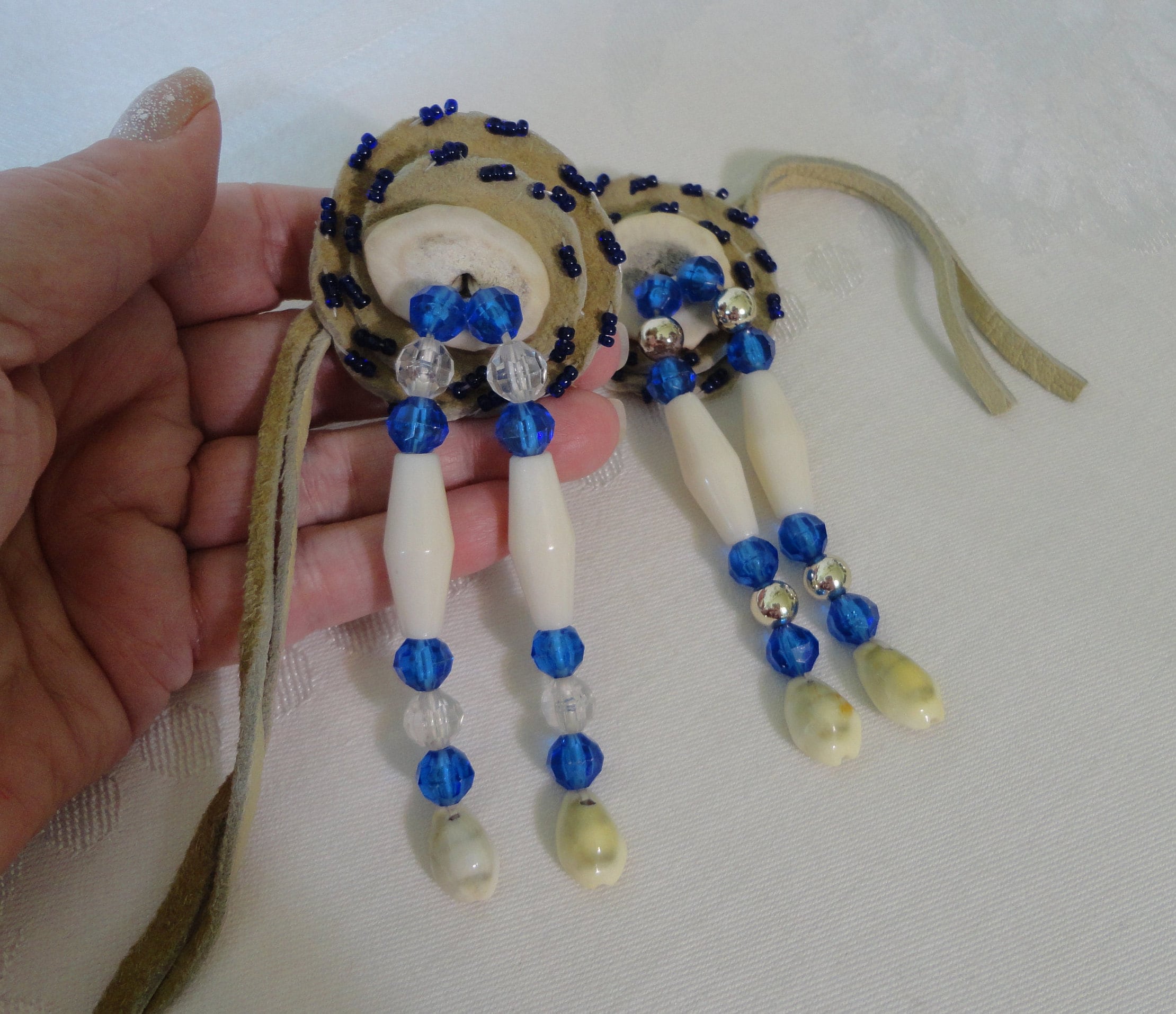 Vintage Native American Hair Ties Set Hand Made Native Indian 