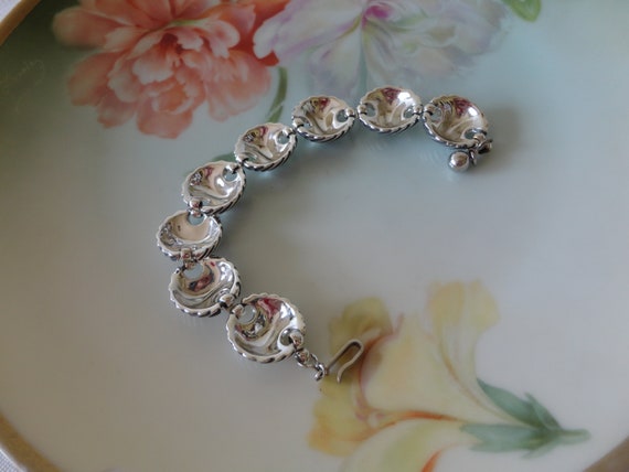 Rare Vintage Charel Signed Link Bracelet 50s Ribb… - image 3