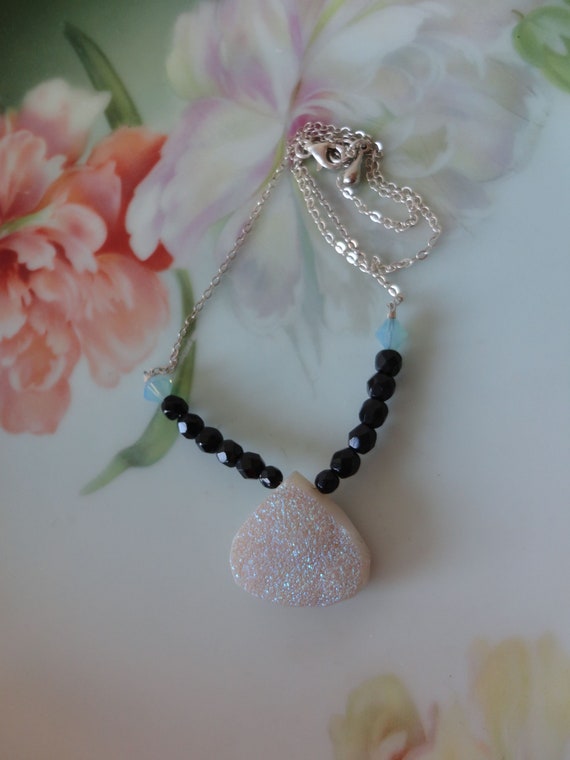 Vintage Sparkling Druzy Agate Sterling Silver Nec… - image 2