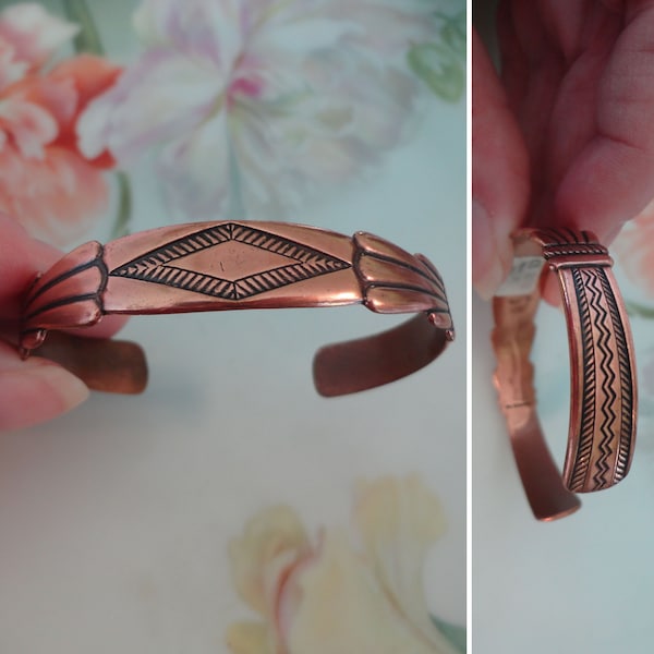 Vintage Solid Copper Cuff Bracelet Signed WM Wheeler Mfg. Made in the USA Bright & Shiny Copper Cuff Bracelet Small Size Tag Attached