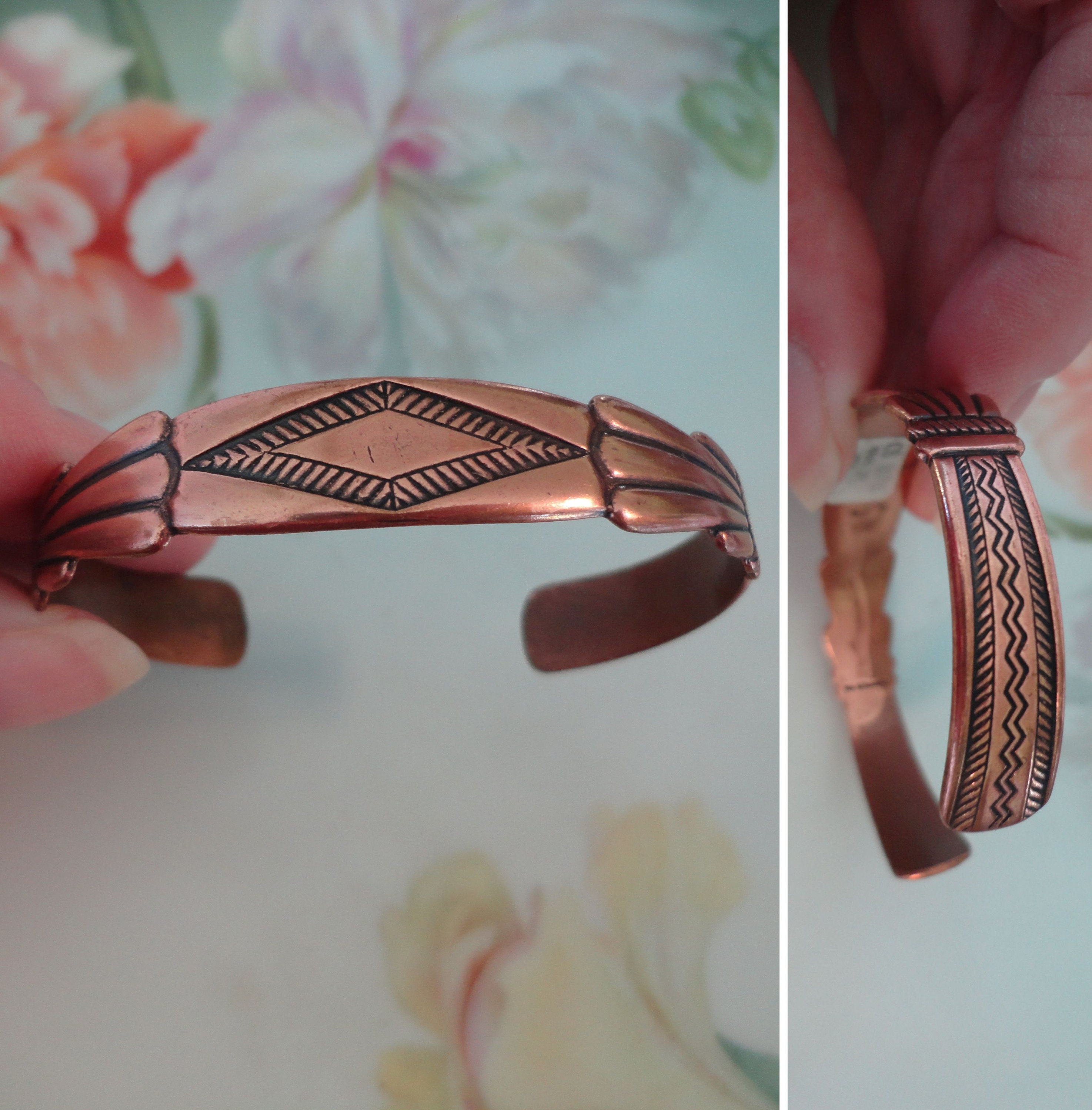 Vintage Solid Copper Wave Cuff Bracelet | RainbowShop for Craft