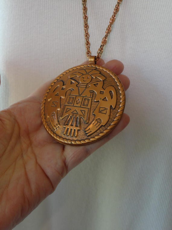 1950s Bell Trading Post Solid Copper Kachina Pend… - image 4