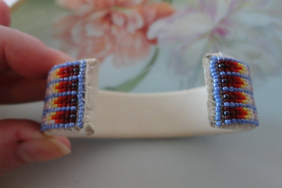 Vintage Native American Beaded Cuff Bracelet Indi… - image 7
