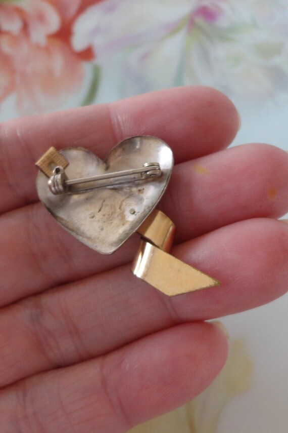 Vintage Sterling Silver Heart Brooch Pin MADE IN … - image 6