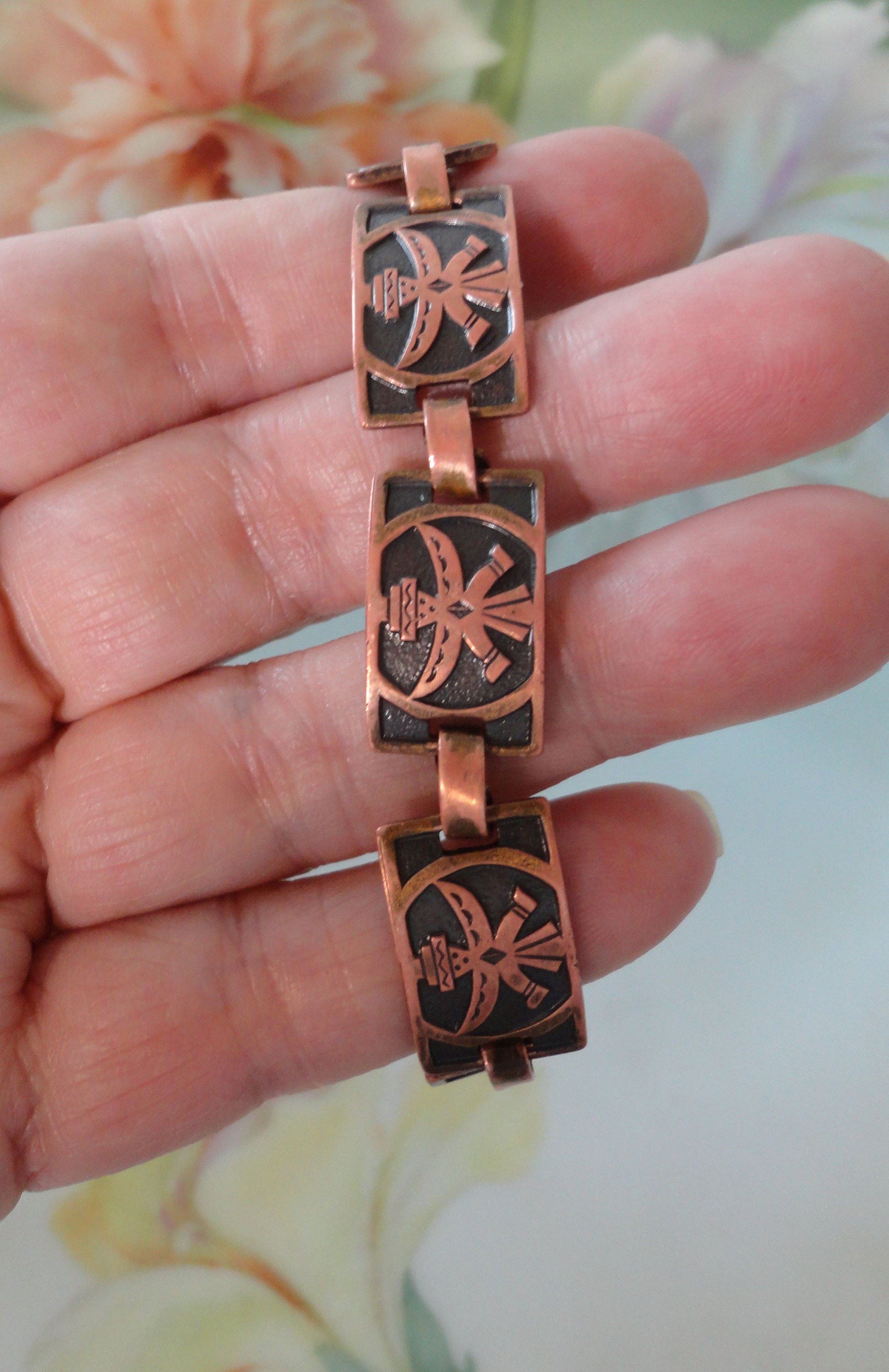 Vintage 1960s Bell Trading Post Solid Copper Bracelet Bell