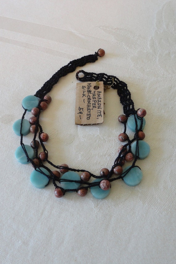 NOS Artisan Gemstone Beaded Necklace HANDMADE One… - image 3