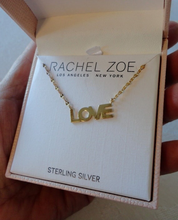 UNWORN Rachel Zoe love Sterling Silver Gold Vermeil Necklace Fancy