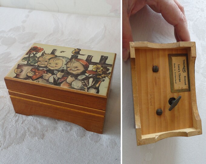 Vintage swiss hummel kids music box thorens swiss movement plays lara