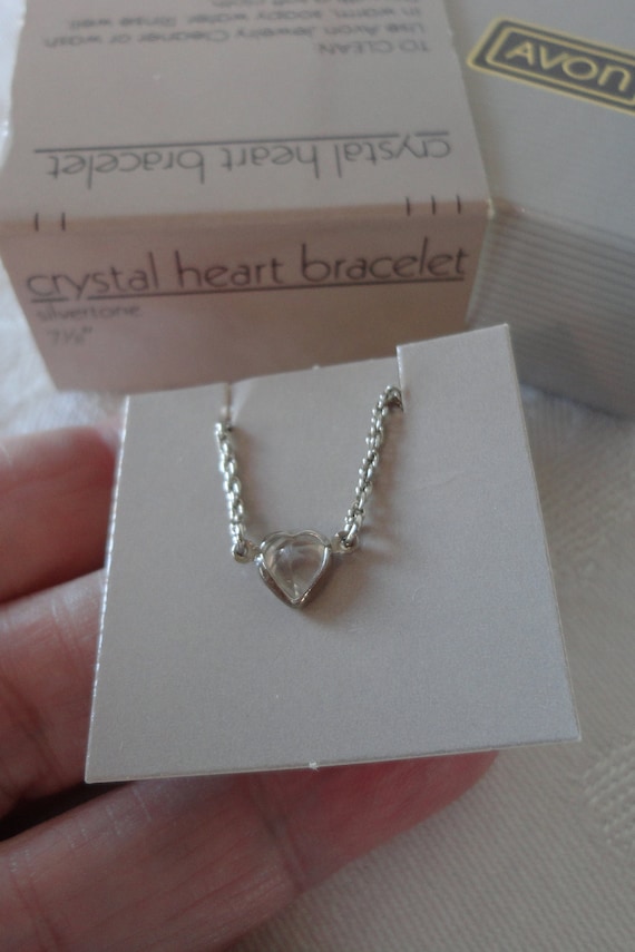 Vintage Avon 1985 "Crystal Heart" Chain Bracelet … - image 4