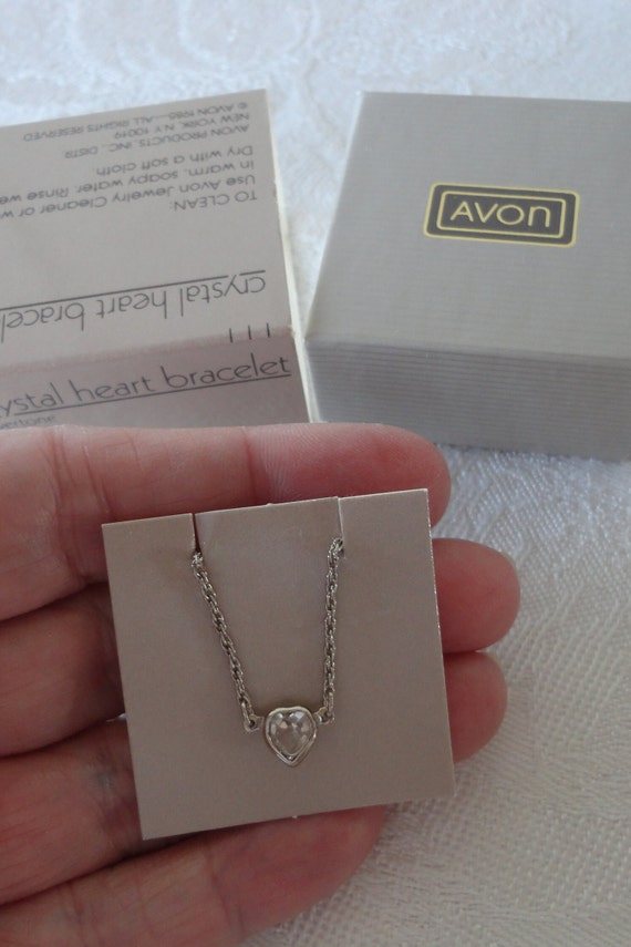 Vintage Avon 1985 "Crystal Heart" Chain Bracelet … - image 3