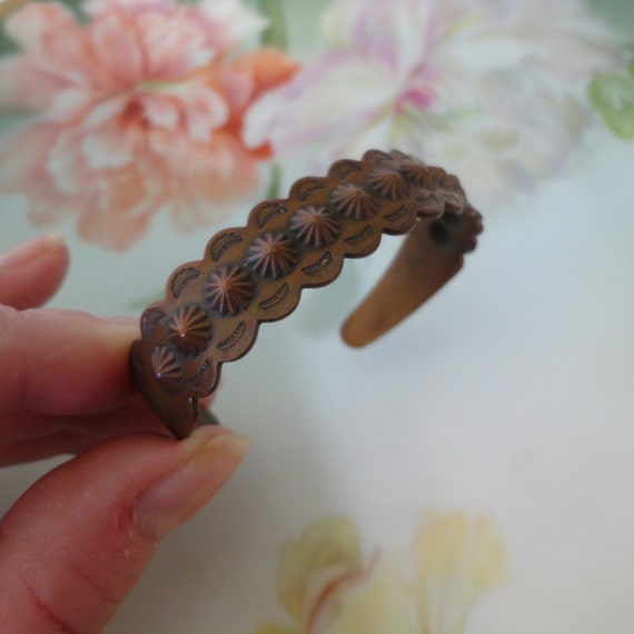 Vintage Solid Copper Cuff Bracelet Traditional Na… - image 4