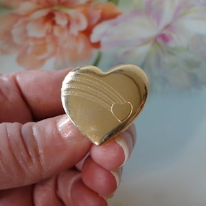 Vintage VARIETY CLUB Heart Brooch Pin 1998 Collectible Heart &quot;Shooting Star&quot; Pin Signed Shiny Gold Plated Metal Made in USA Estate Jewelry