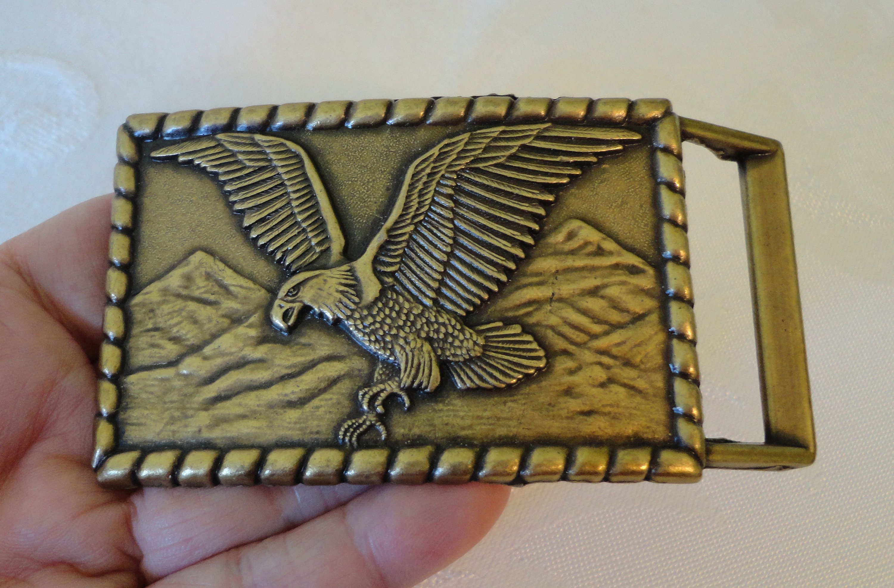 Vintage Levis Flying Eagle Solid Brass Belt Buckle Levi Strauss