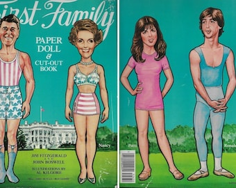 UNCUT Ronald Reagan Presidential FIRST FAMILY Cut-Out Standing Paper Dolls Book (1981 First Edition) Family Ronald-Nancy-Patti & Ronald Jr