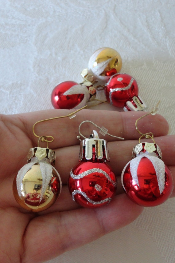 Glittery Christmas Ball Earrings SET of THREE Fun… - image 1