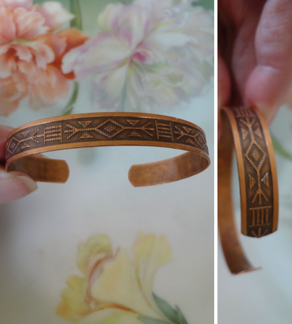 Vintage Southwestern Style Copper Cuff Bracelet S… - image 1