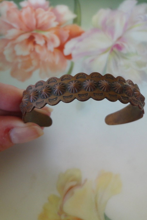 Vintage Solid Copper Cuff Bracelet Traditional Na… - image 3