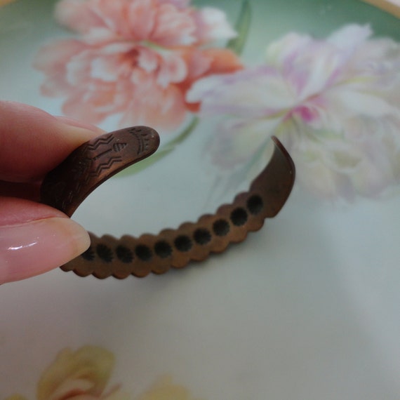 Vintage Solid Copper Cuff Bracelet Traditional Na… - image 7