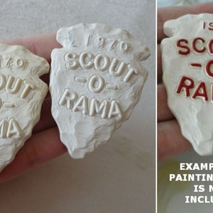 TRUE Vintage 1970 Boy Scouts Arrowhead Neckerchief Slides SCOUT-O-RAMA 1970 Boy Scout Collectible 2-1/2" x 1-3/4 Ready to Paint Like Example