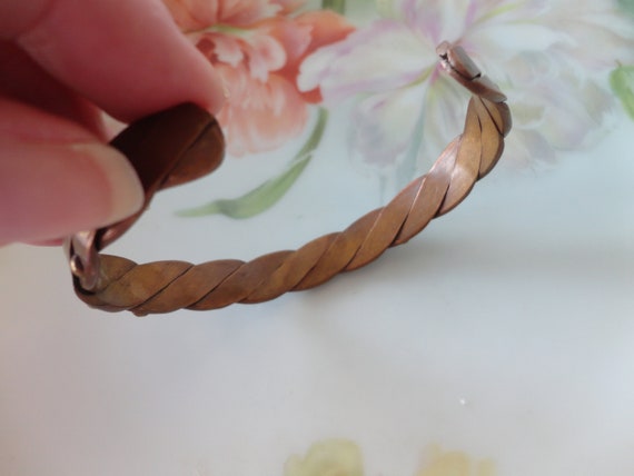 Vintage Solid Copper Cuff Bracelet Artisan Woven … - image 5