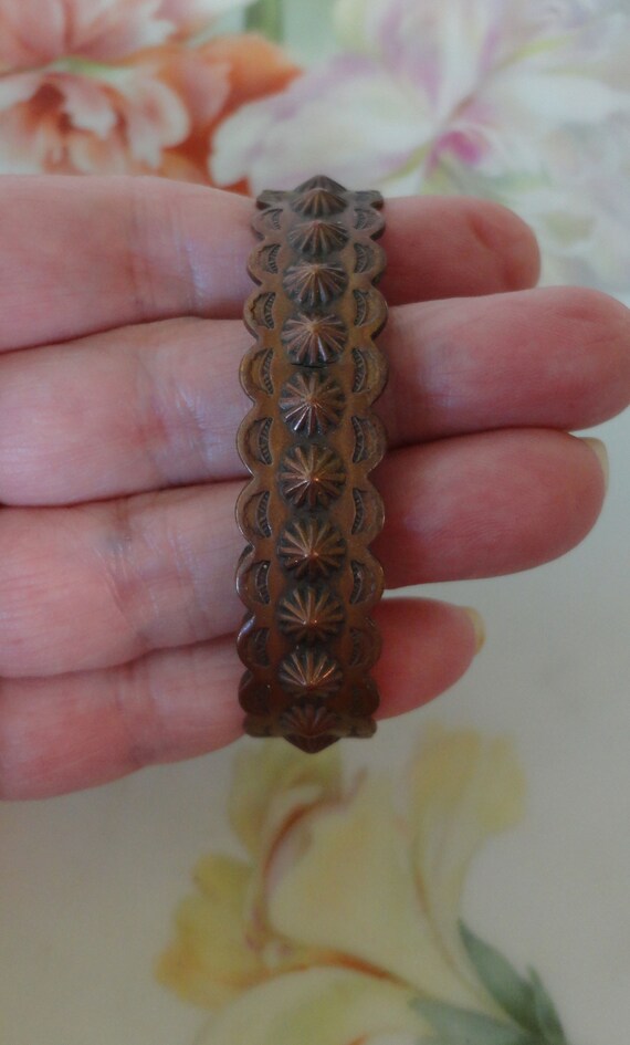 Vintage Solid Copper Cuff Bracelet Traditional Na… - image 2