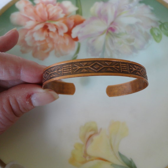 Vintage Southwestern Style Copper Cuff Bracelet S… - image 2