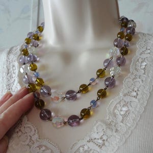 Vintage Glass Orb Beaded Necklace Solid Glass Spheres Multi Colored Orbs with Pools of Light Quality and Aurora Borealis Crystals Estate