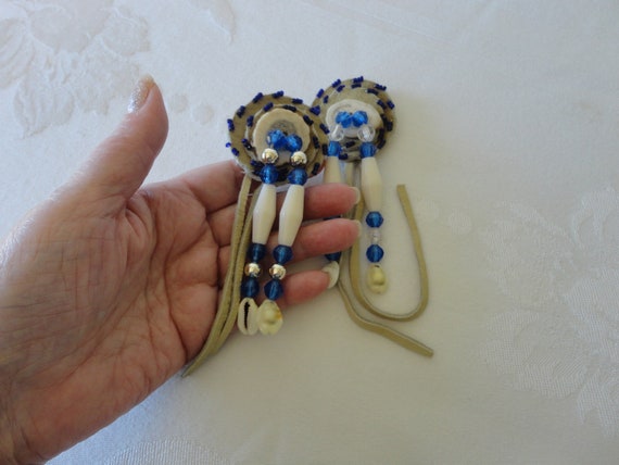Vintage Native American Hair Ties Set Hand Made Native Indian 