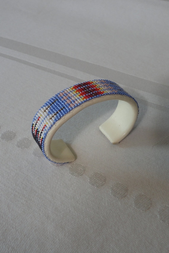 Vintage Native American Beaded Cuff Bracelet Indi… - image 2