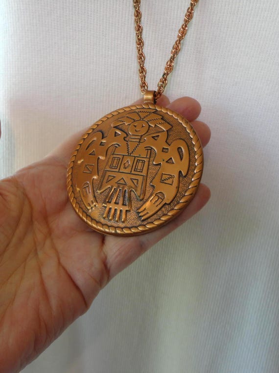 1950s Bell Trading Post Solid Copper Kachina Pend… - image 3