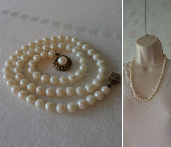 6-Strand Faux Pearl Hand Knotted Necklace - Vintage Jewerly Collect