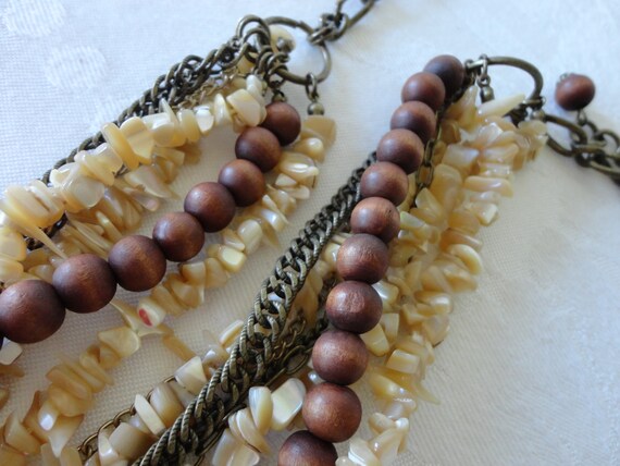 Vintage Chico's Natural Shell-Wood-Chain Beaded M… - image 7