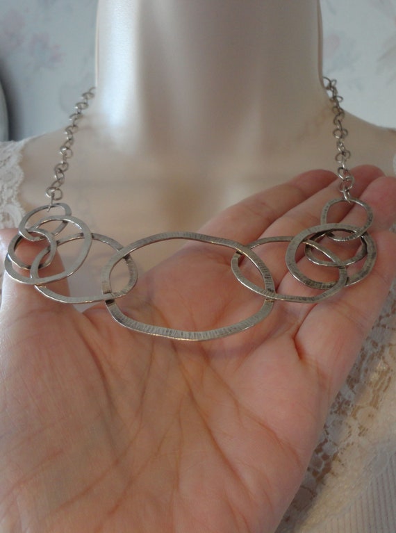 SILPADA Sterling Silver Hammered Rings Chain Neck… - image 3