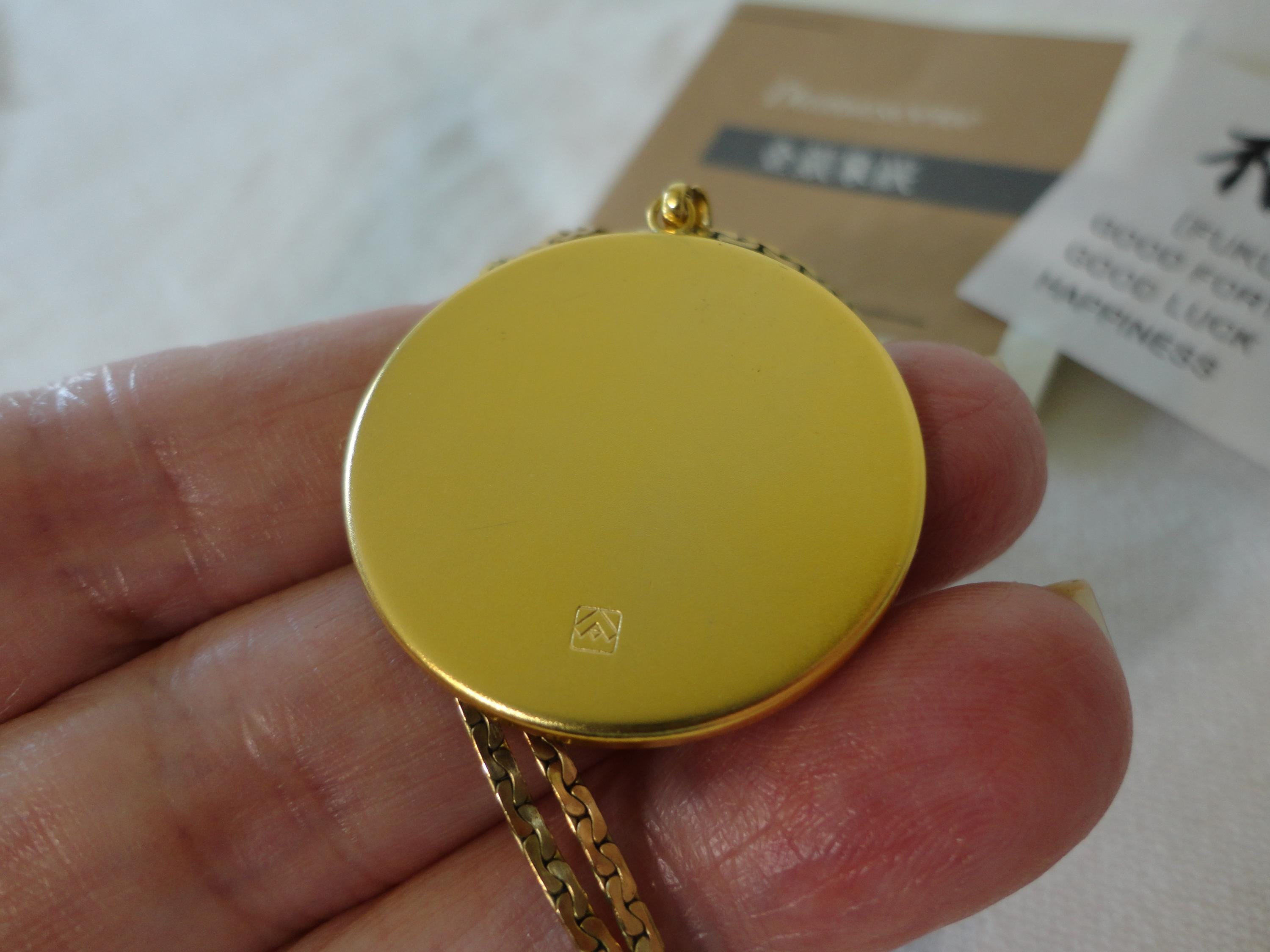 Vintage AMITA Japan Damascene Pendant With Paperwork 24k Gold