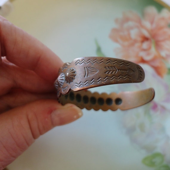Vintage Solid Copper Cuff Bracelet Traditional Na… - image 5