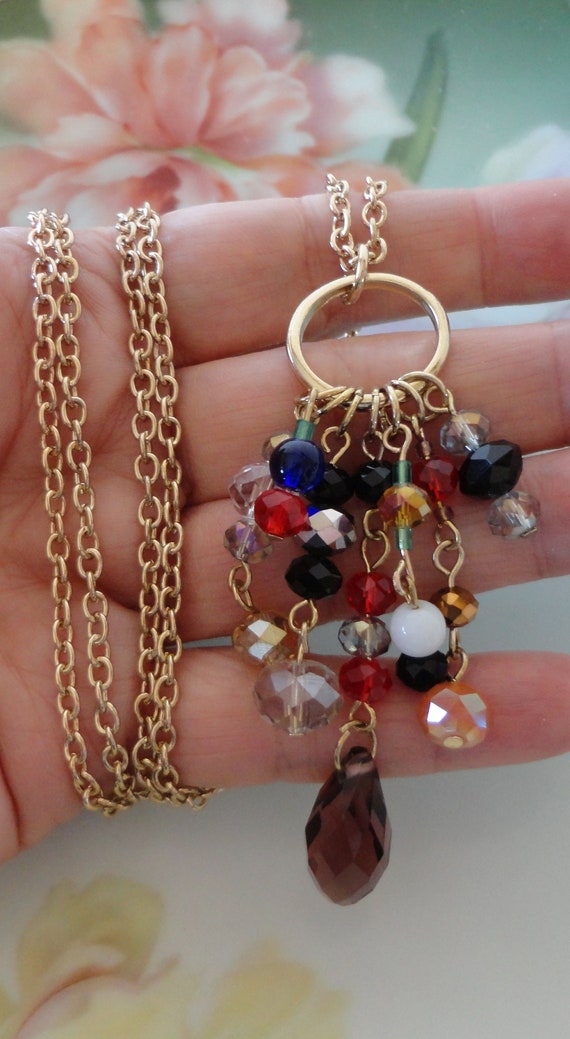Vintage Swarovski Crystal Dangles Necklace Facete… - image 3
