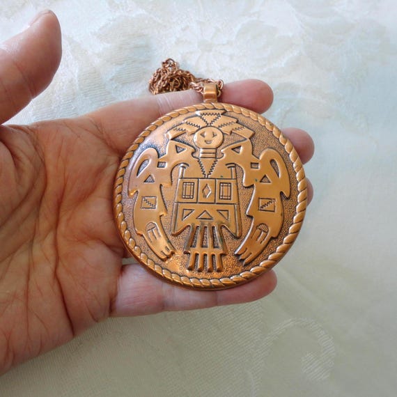 1950s Bell Trading Post Solid Copper Kachina Pend… - image 1