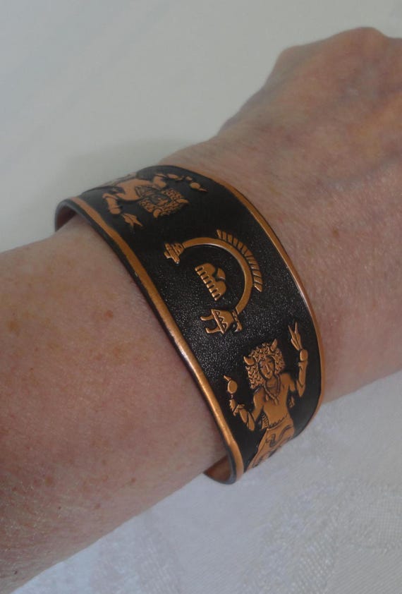 Vintage Solid Copper Cuff Traditional Native Amer… - image 8