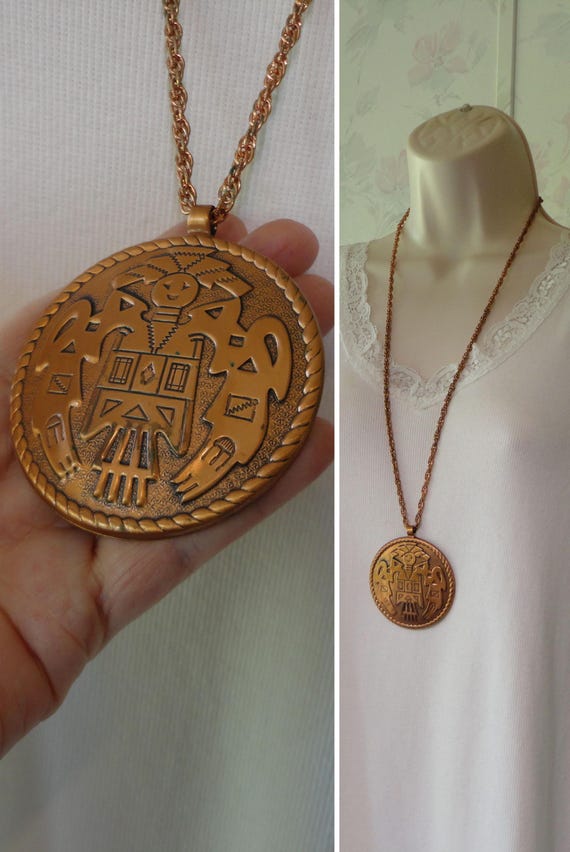 1950s Bell Trading Post Solid Copper Kachina Pend… - image 2