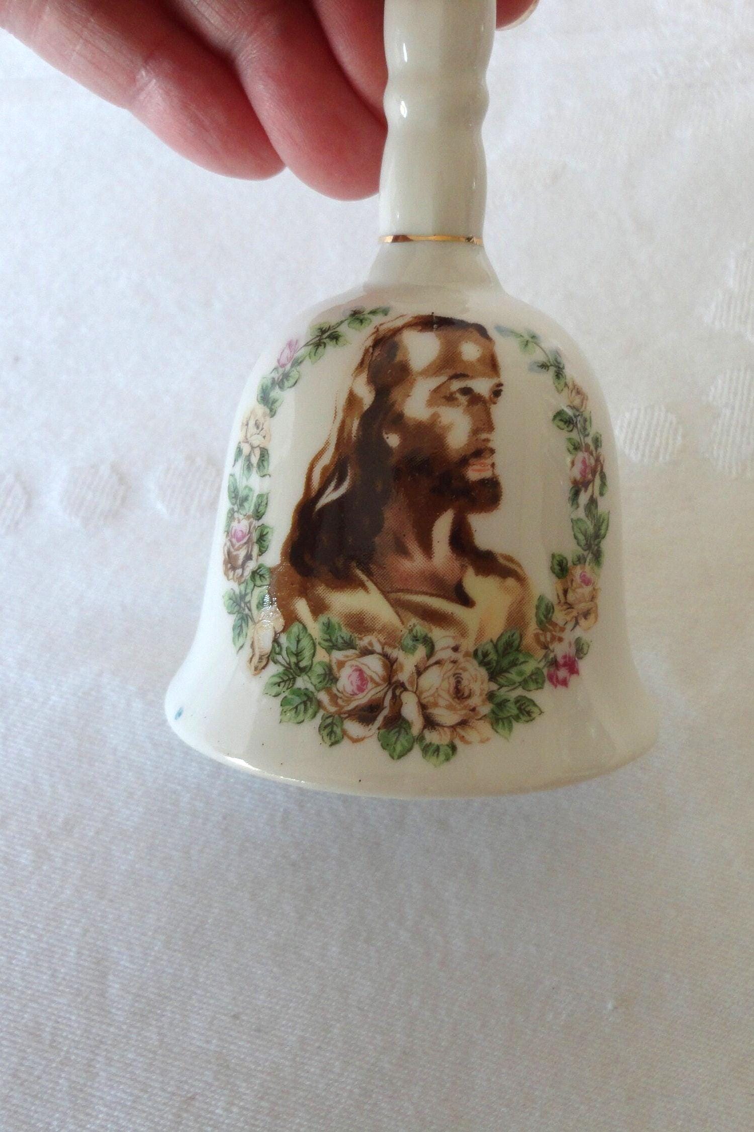 Vintage Jesus Christ White Ceramic Bell Christian Decor Jesus Christ ...