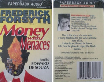 Vintage SEALED Paperback Audio Cassette MONEY With MENACES by Frederick Forsyth 1994 Read by Edward De Souza
