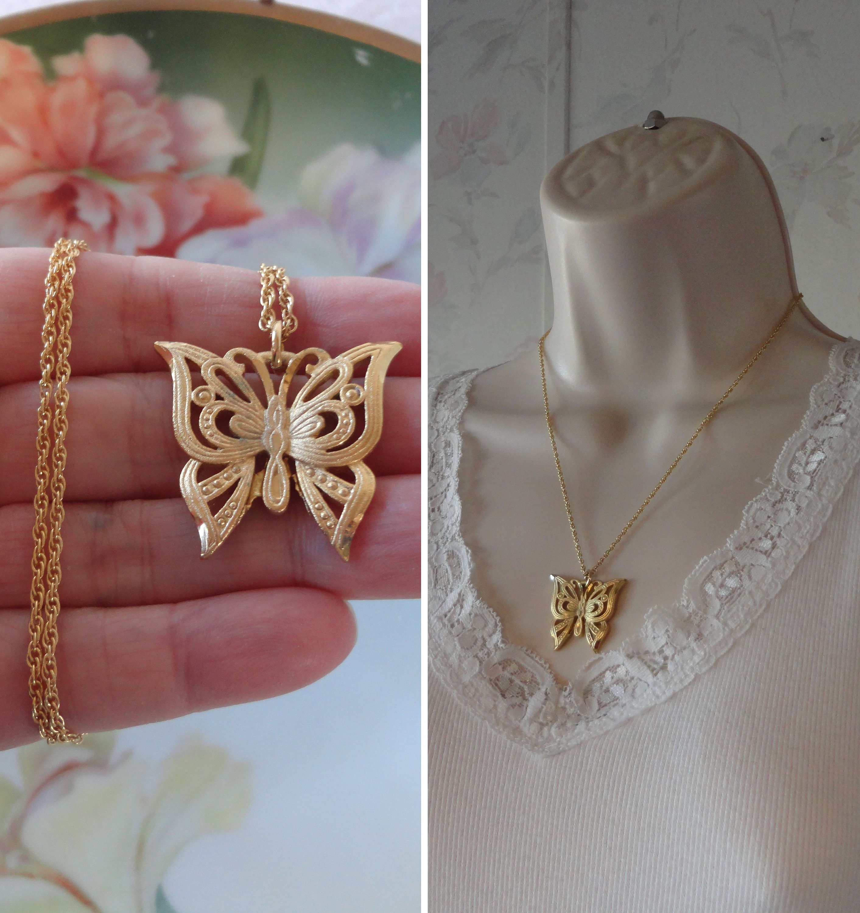 Gold plated hotsell butterfly necklace